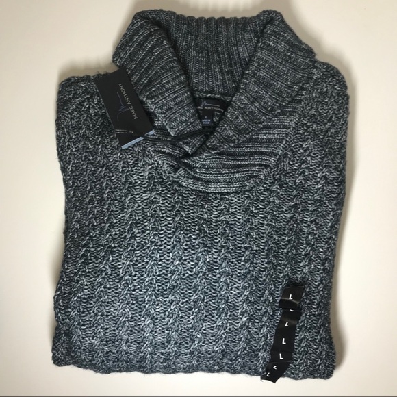 Marc Anthony Blue Grey Cowl Neck Sweater L NWT